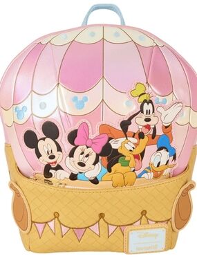 Disney X Loungefly Pink Mickey & Friends Frigural Hot Air  Balloon Mini Backpack